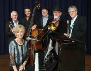The Caxton Street Jazz Band in the Swigmore Hall at Robert Channon Wines - Accommodation Nelson Bay